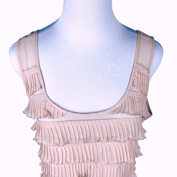 H&M Dress Womens Medium Blush Pink‎ Flapper-Style Tier Ruffle Sleeveless Chiffon - Picture 4 of 10